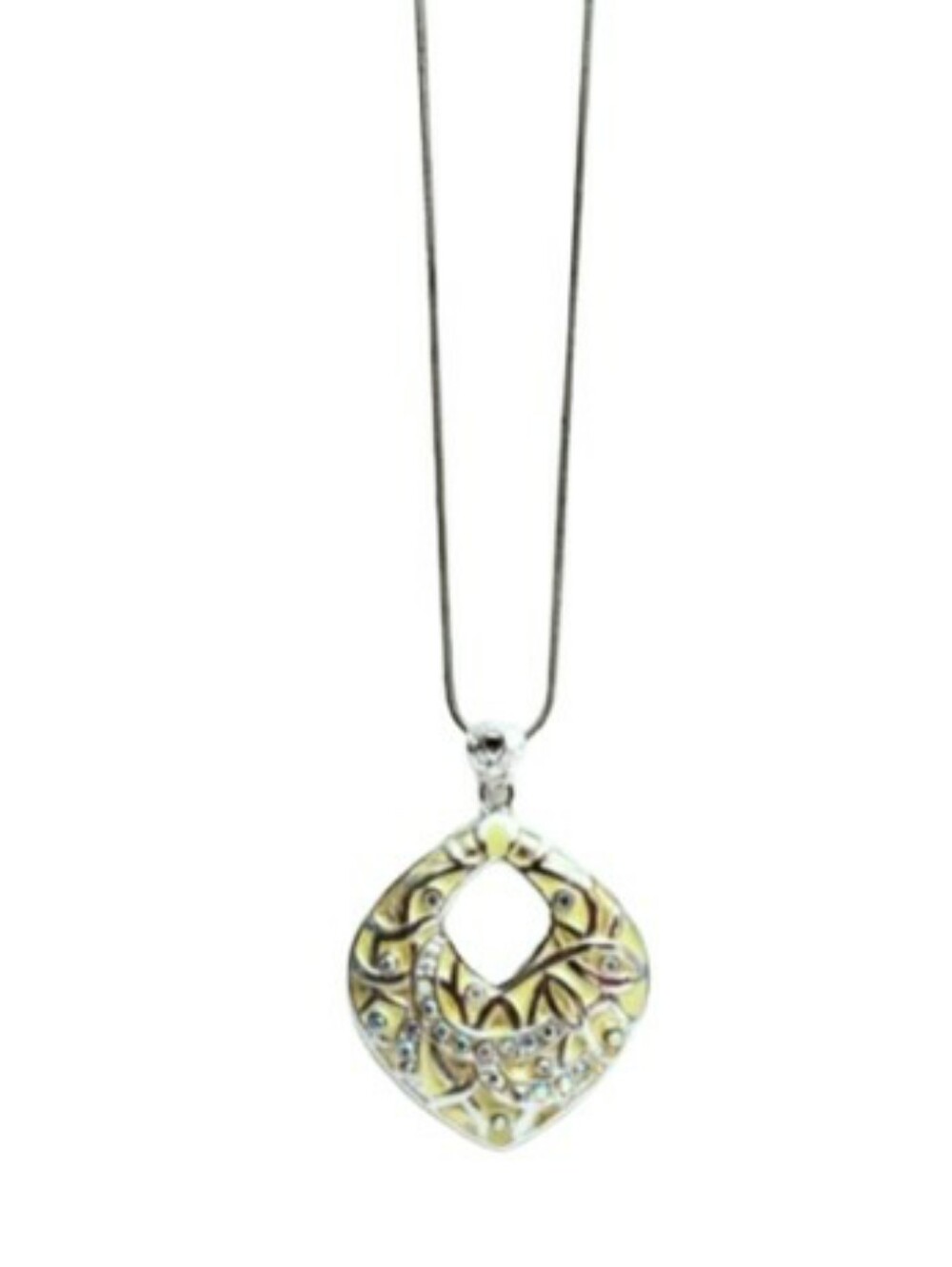 Gorgeous Enamel/AB Crystal Rhinestones Pendant On Silver Chain